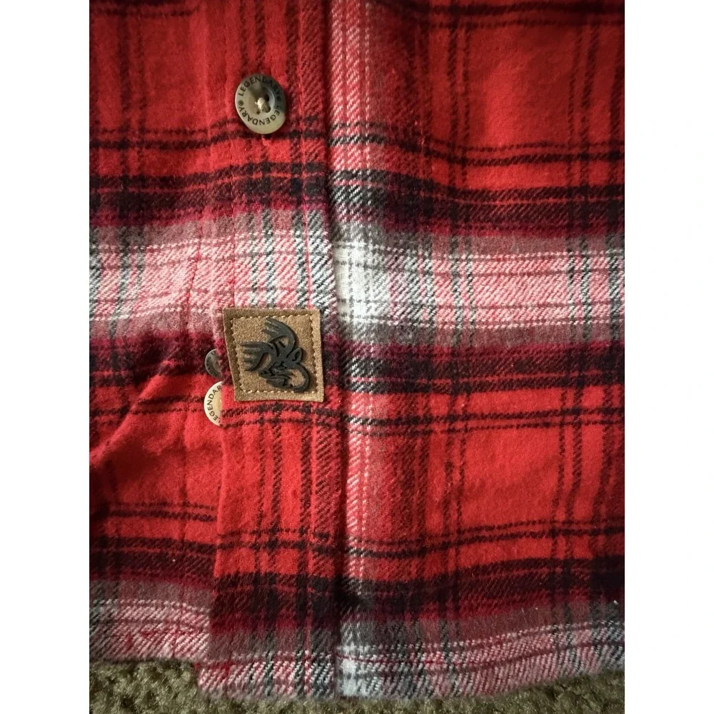 New Legendary Whitetails Buck Camp Flannel Shirt Red Black Plaid 3XL NWT JBHS